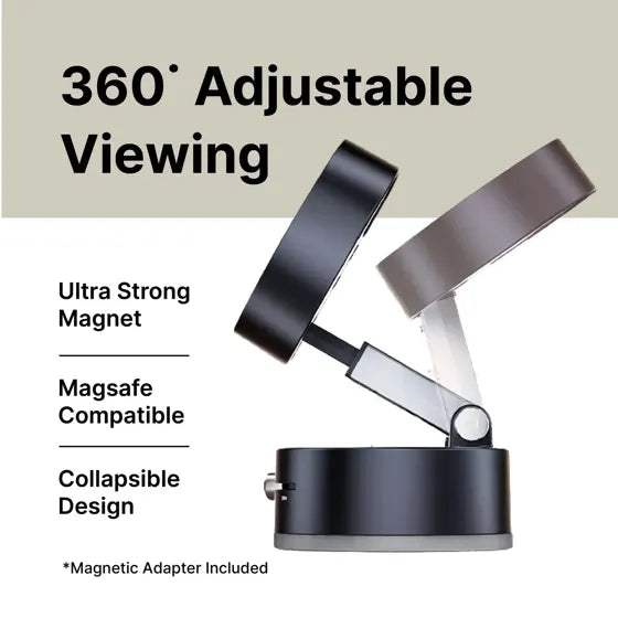 Collapsible Magnetic Phone Mount — features infographic