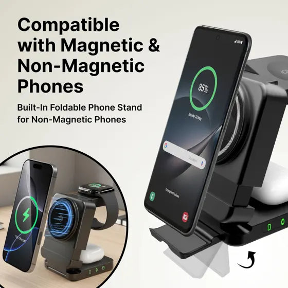 3-in-1 Wireless Charging Station — features infographic