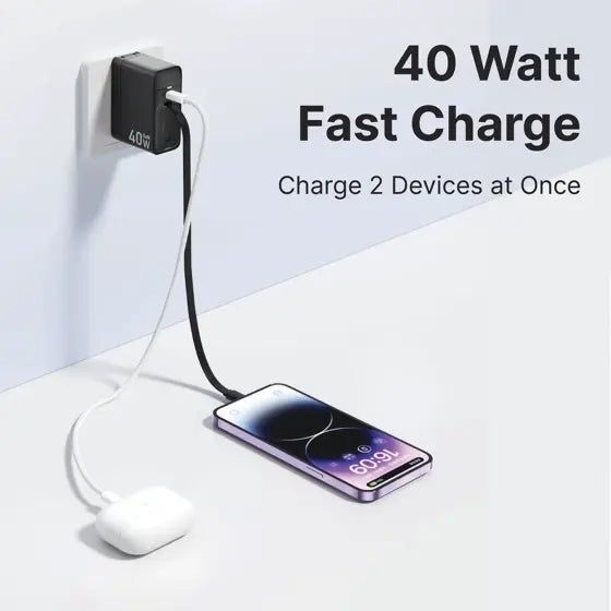 Retractable USB-C Wall Charger — features infographic