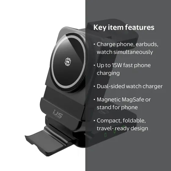3-in-1 Wireless Charging Station — features infographic