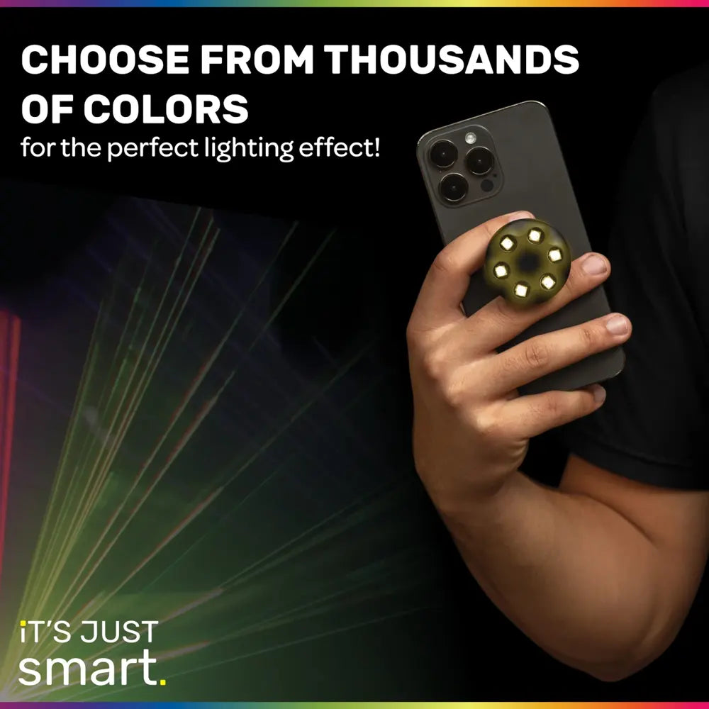 Customizable Brightgrip light colors shown on a phone
